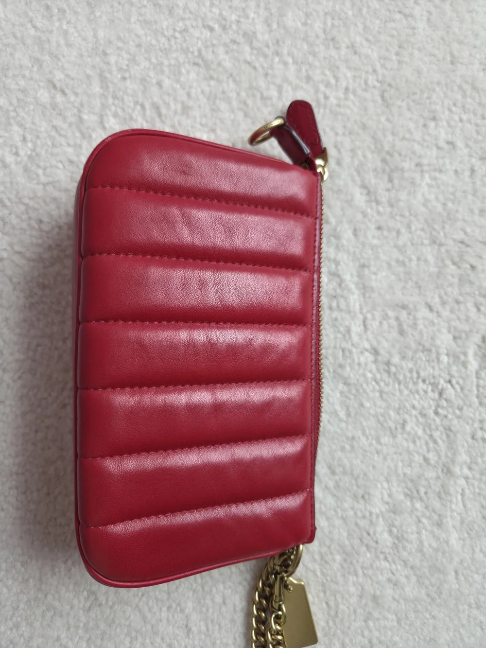 Coach Quilted Leather Wristlet in Red